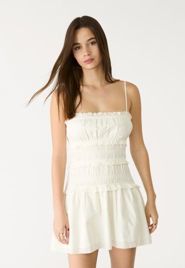 Zara Короткое платье с присборенным топом на бретелях купить с доставкой.