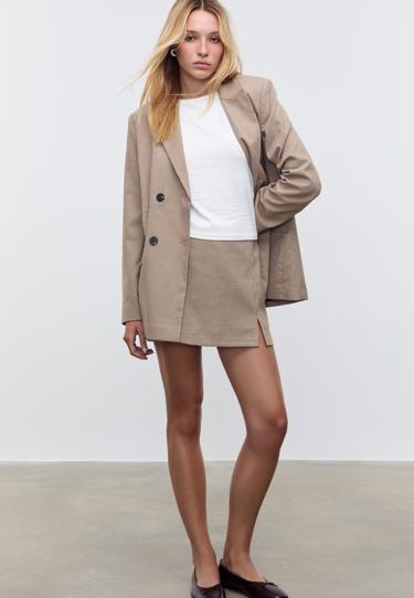 Zara Юбка-шорты с принтом и разрезом сбоку