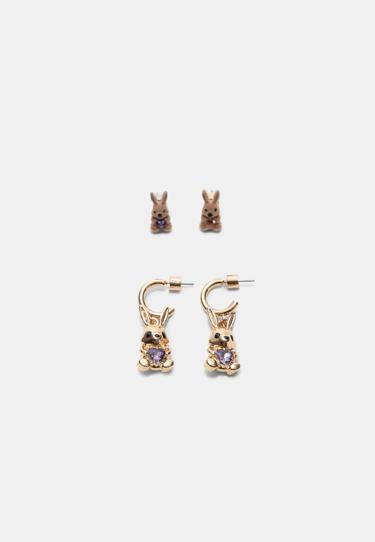 Zara Набор из 2 пар серег с кроликами