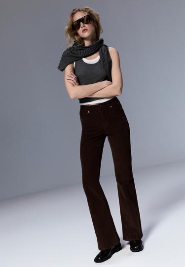 Zara Брюки клеш из вельвета D74 купить с доставкой.