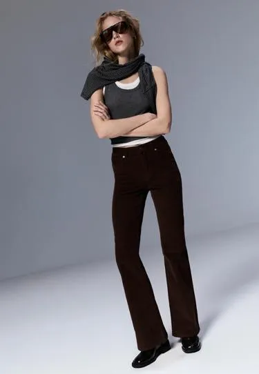 Брюки клеш из вельвета D74- Заказать в России