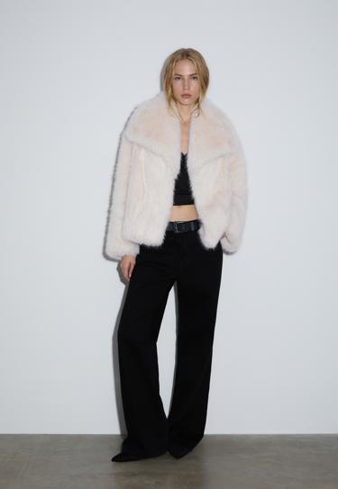 Zara Укороченная куртка из искусственного меха