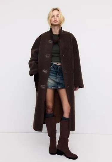 Длинное двустороннее пальто с двойной поверхностью- Заказать в России