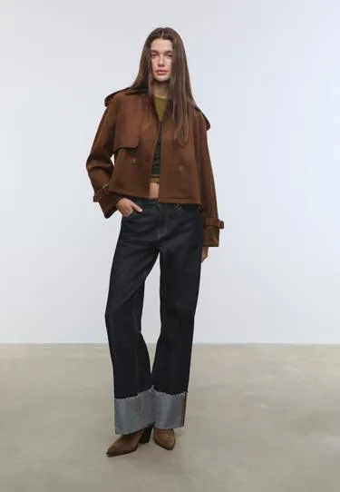 Укороченный тренч под искусственную замшу- Заказать в России