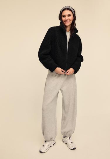 Zara Куртка на молнии под искусственную овчину