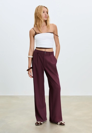 Zara Прямые брюки под льняную ткань