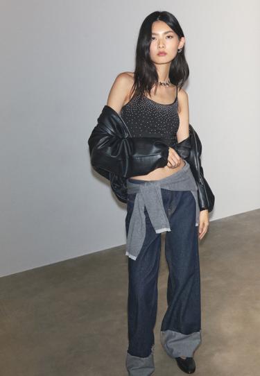 Zara Топ на бретельках с блестящей отделкой