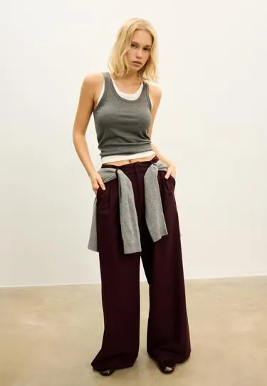 Широкие брюки с регулируемой посадкой L04536428