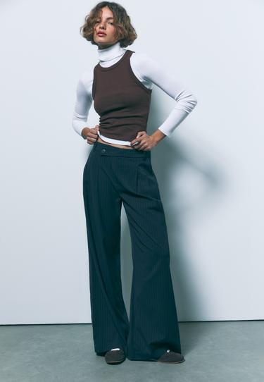 Zara Повседневные брюки в полоску с перекрестной талией