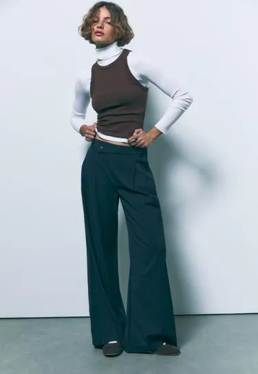 Повседневные брюки в полоску с перекрестной талией- Заказать в России