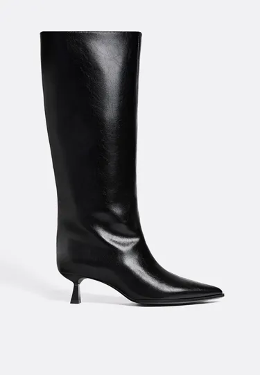 Сапоги на среднем тонком каблуке- Заказать в России