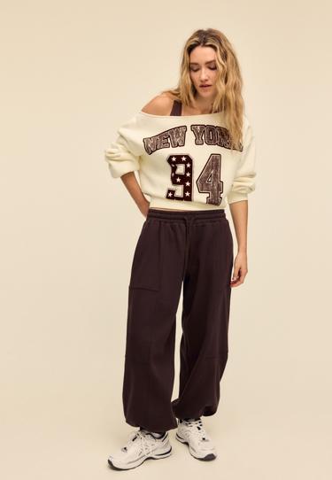 Zara Толстовка с вырезом «лодочка» и принтом