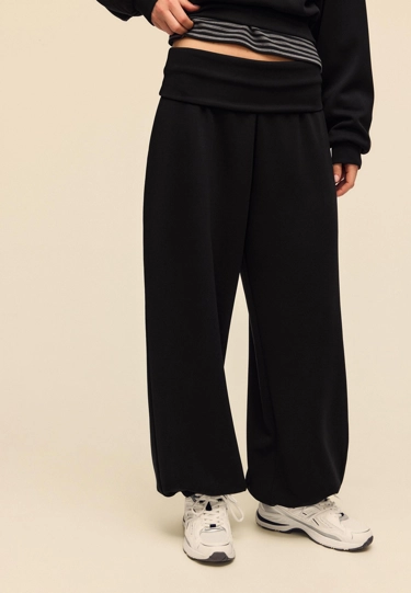 Zara Мягкие брюки-джоггеры «рукава-фонарики» с отворотом на талии