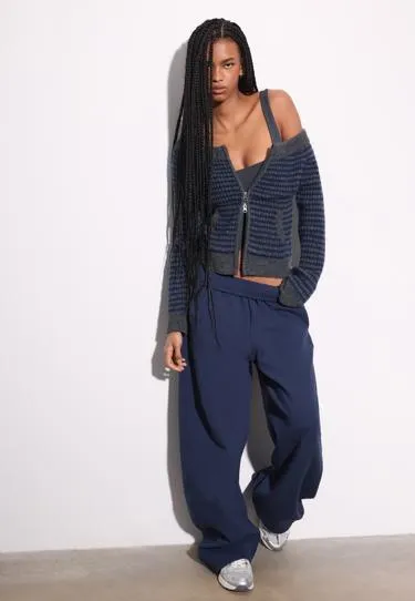 Кардиган с воротником-лодочкой и молнией- Заказать в России