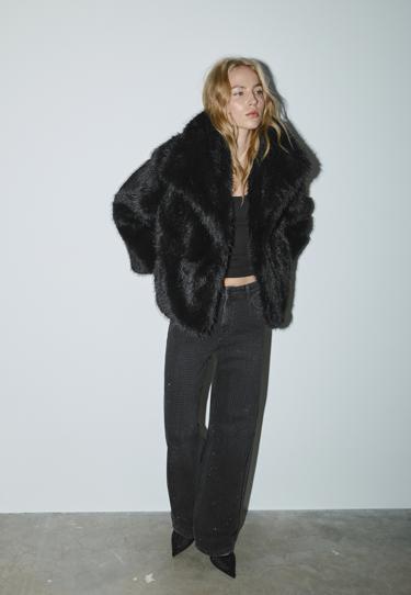 Zara Короткая куртка из искусственного меха