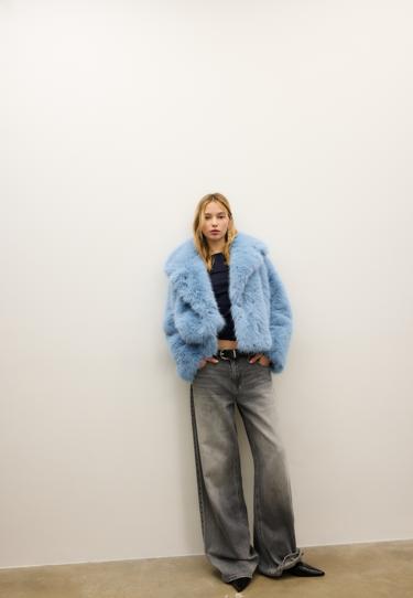 Zara Куртка из искусственного меха с лацканами