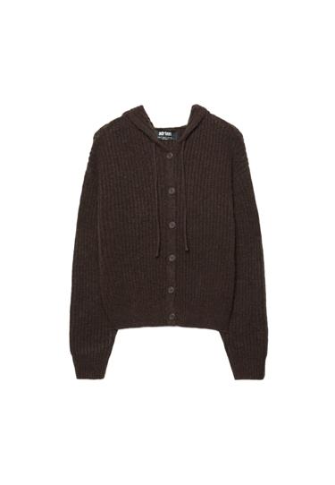 Zara Кардиган с капюшоном на пуговицах