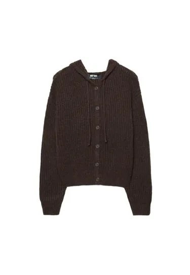 Кардиган с капюшоном на пуговицах