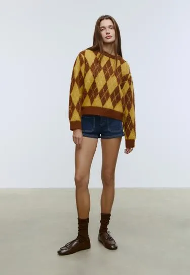 Свитер с ромбовидным узором- Заказать в России