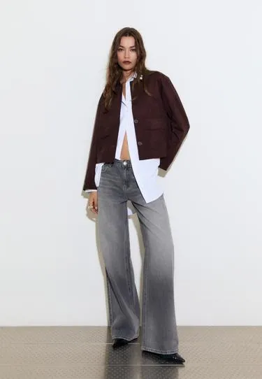 Куртка с карманами из искусственной замши- Заказать в России