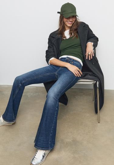 Zara D04 джинсы клеш с низкой посадкой