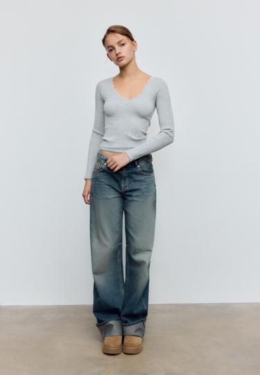 Zara Бесшовная футболка с кружевом купить с доставкой.