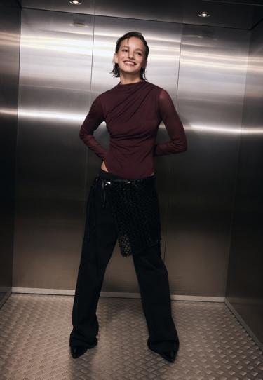 Zara Боди из присборенной полупрозрачной ткани