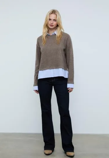 Трикотажная футболка из двух материалов- Заказать в России