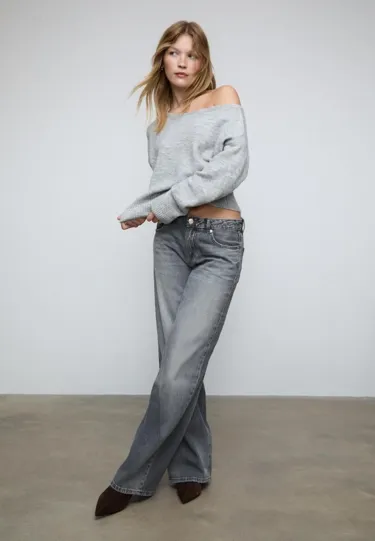 Мягкий вязаный джемпер с вырезом-лодочкой- Заказать в России