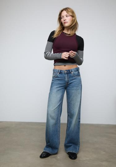 Zara Джинсы D91 с низкой посадкой и широкими штанинами