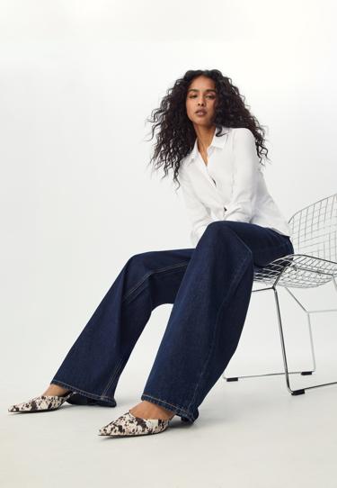 Zara Джинсы D91 с низкой посадкой и широкими штанинами