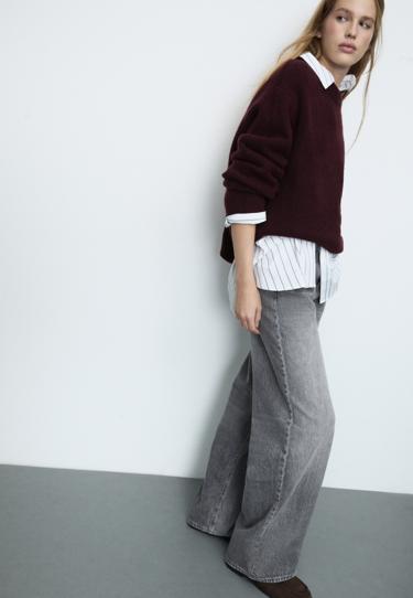 Zara Джинсы D91 с низкой посадкой и широкими штанинами