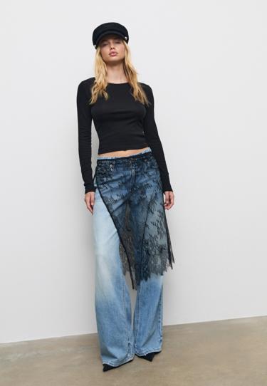 Zara Базовая хлопковая футболка с длинными рукавами