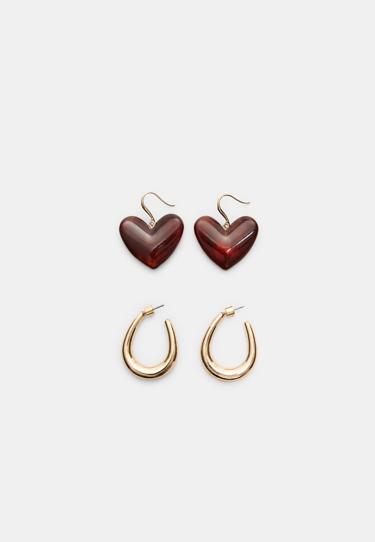 Zara Набор из 2 асимметричных серег в форме сердца