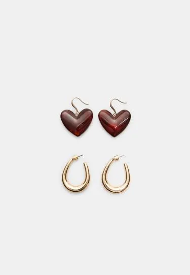 Набор из 2 асимметричных серег в форме сердца- Заказать в России