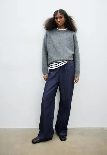 D35 струящиеся джинсовые брюки на шнурке- Заказать в России