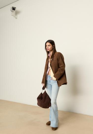 Zara D04 джинсы клеш с низкой посадкой