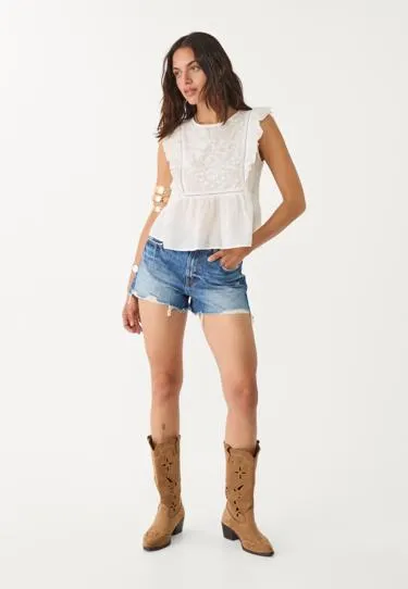 Топ с вышивкой и оборками- Заказать в России