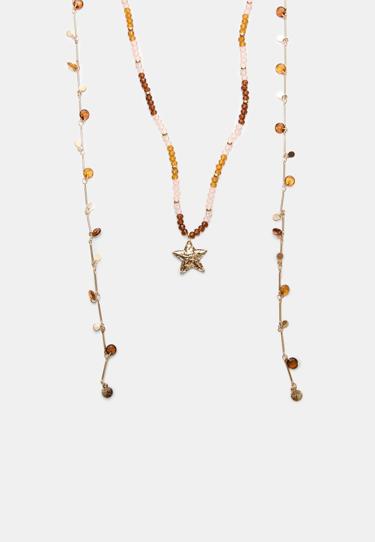 Zara Набор из 2 ожерелий с бусинами и звездой