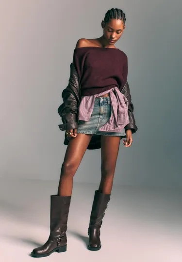 Мягкий вязаный джемпер с вырезом-лодочкой- Заказать в России