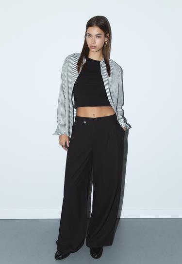 Zara Повседневные брюки в полоску с перекрестной талией