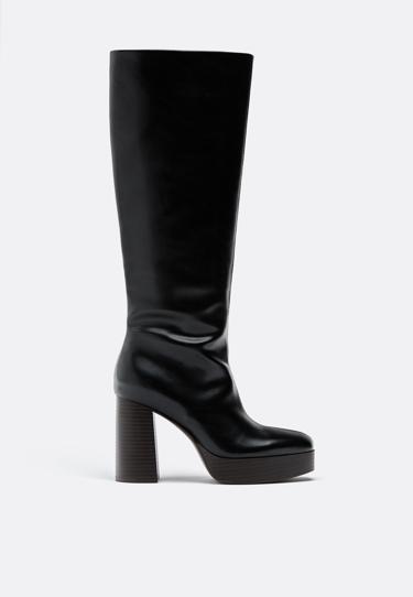 Zara Высокие сапоги на платформе и каблуке