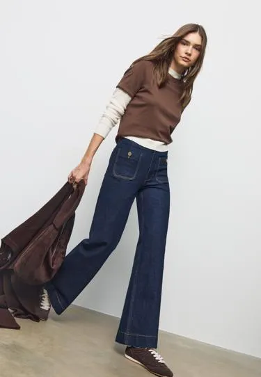 Джинсы D77 в минималистичном стиле с карманами- Заказать в России