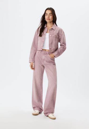 Zara Джинсы прямого кроя с блестящей отделкой