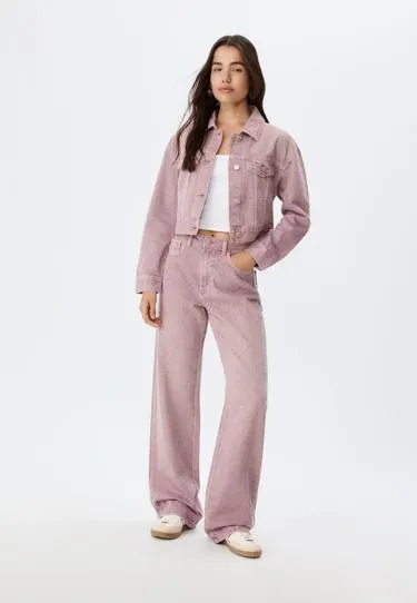 Джинсы прямого кроя с блестящей отделкой- Заказать в России