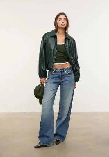 Stradivarius Стеганая куртка-бомбер из искусственной кожи