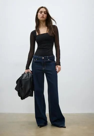 Боди из полупрозрачной ткани с квадратным вырезом- Заказать в России