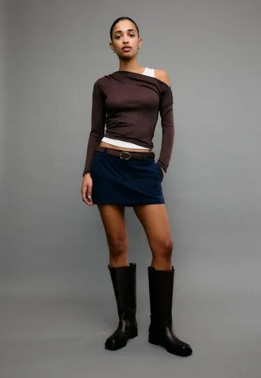 Мини-юбка-шорты с поясом- Заказать в России