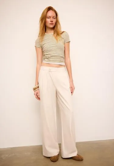 Повседневные брюки в полоску с перекрестной талией- Заказать в России