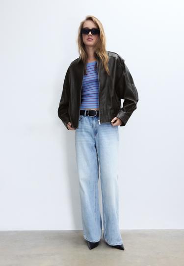 Zara Куртка оверсайз из кожи